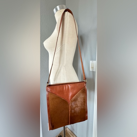 Vintage Leather Satchel with Fur Hide Panels - Picture 3 of 10